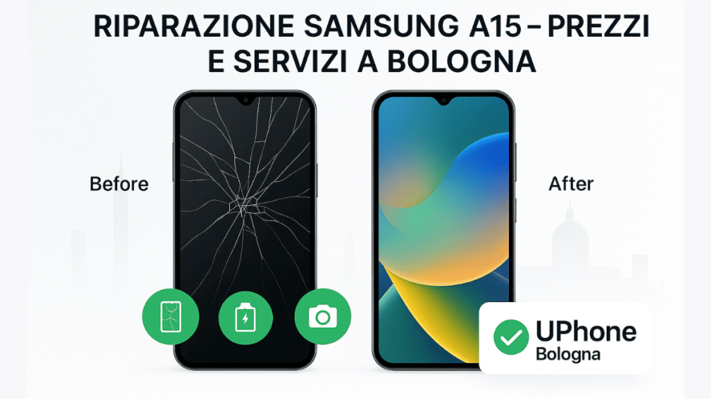 Riparazione Samsung A15 a Bologna – Display rotto e telefono riparato con servizio UPhone