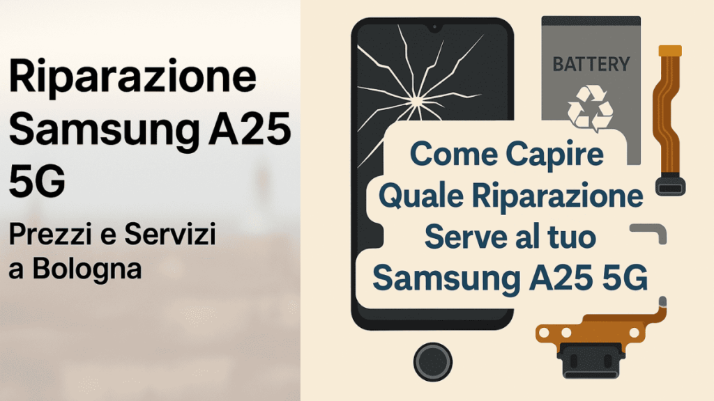 Riparazione Samsung A25 5G con schermo rotto e batteria danneggiata - UPhone Bologna
