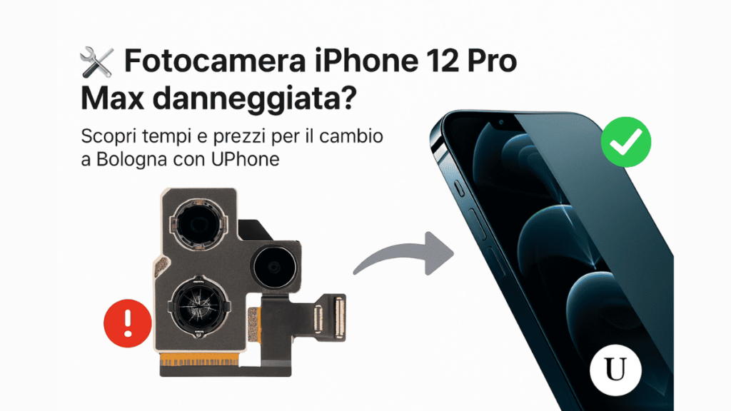 Fotocamera iPhone 12 Pro Max danneggiata e sostituita – Riparazione a Bologna da UPhone
