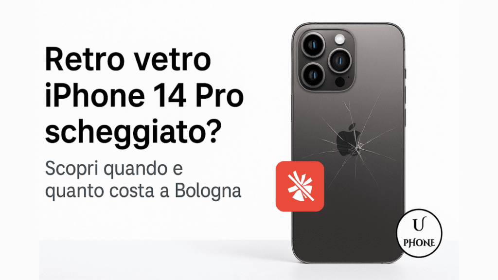 Retro vetro iPhone 14 Pro scheggiato con riparazione a Bologna