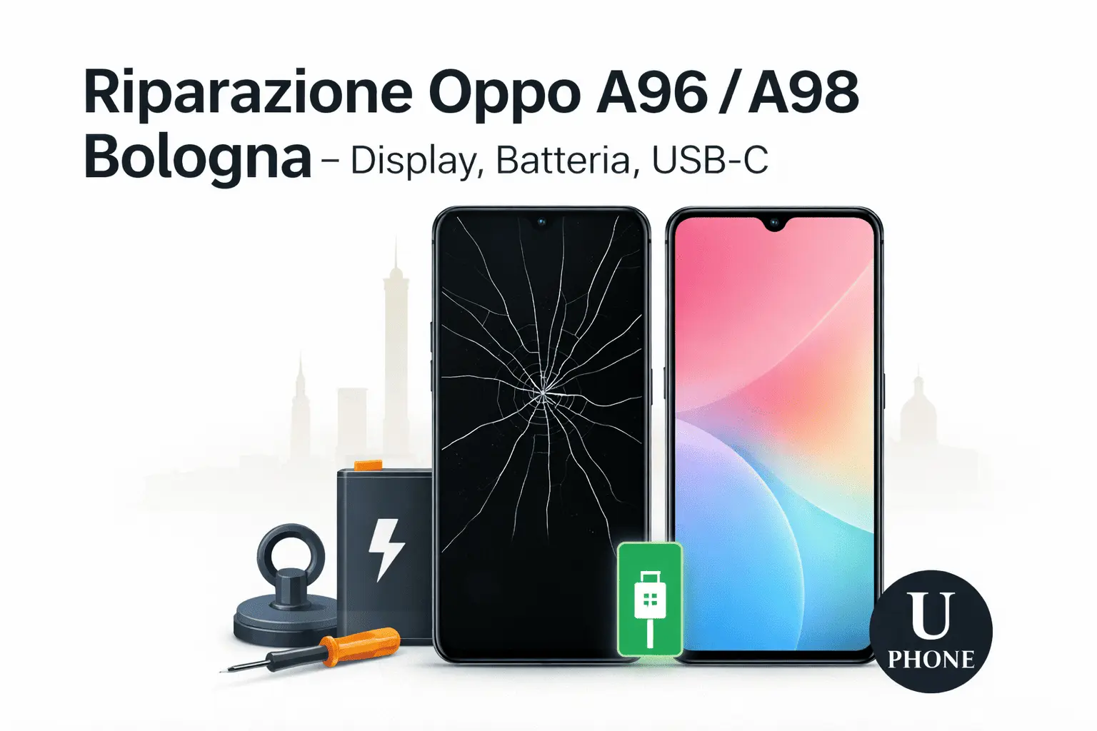 Riparazione OPPO A96 e A98 a Bologna per display batteria ricarica USB-C e surriscaldamento