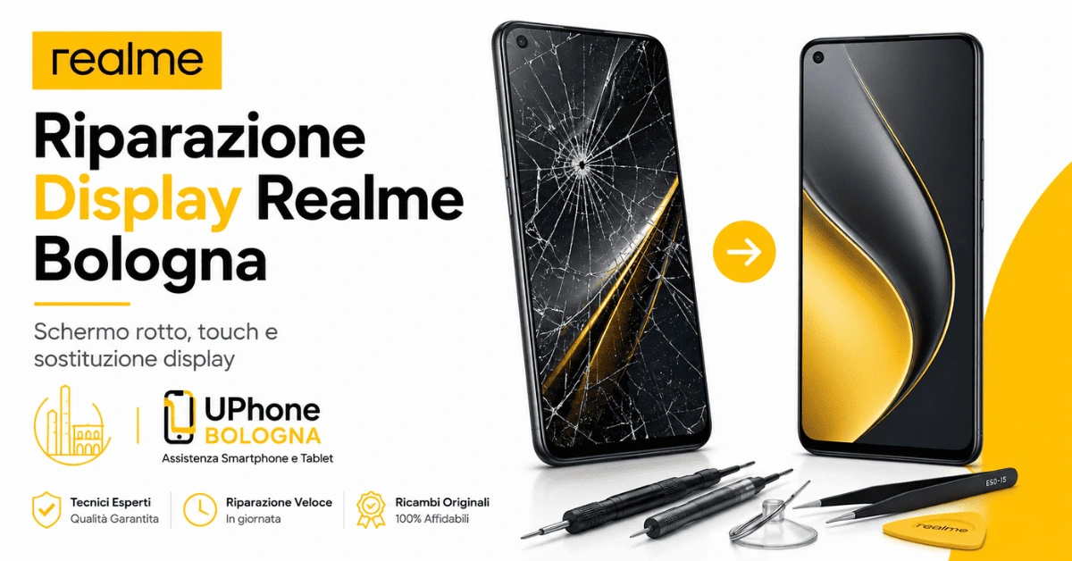 Riparazione display Realme a Bologna per schermo rotto, touch difettoso e sostituzione display