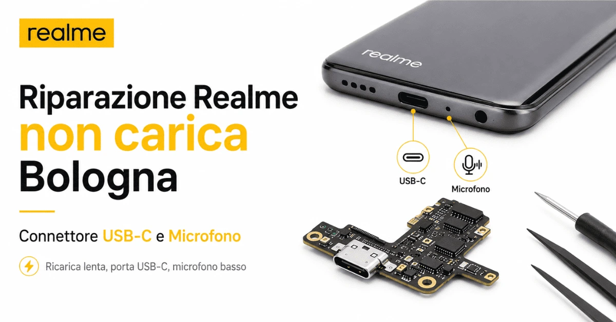 Riparazione Realme non carica a Bologna per problemi al connettore USB-C, ricarica lenta e microfono presso Riparazione Cellulari Bologna UPhone
