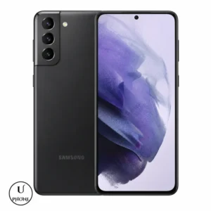 Samsung Galaxy S21 5G Nero, vista anteriore e posteriore su sfondo bianco