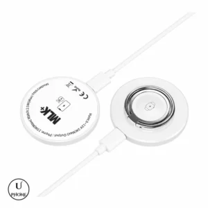 Caricatore wireless MLK+ WL32 Bianco – Vista del caricatore con cavo USB-C – UPhone Bologna