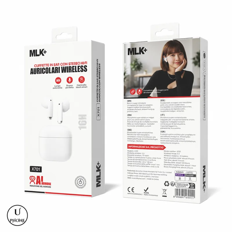 MLK+ X701 Bianco – Confezione – UPhone Bologna